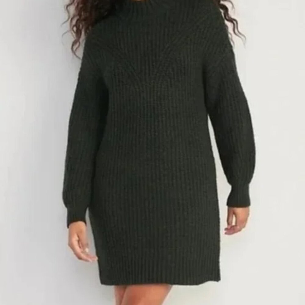 Old Navy Long-Sleeve Relaxed Mock-Neck Mini Sweater Shift Dress